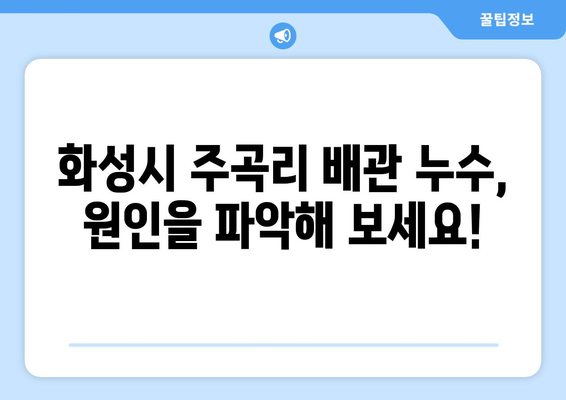 경기도 화성시 주곡리 배관 누수 해결 가이드| 원인 분석부터 전문 업체 추천까지 | 누수, 배관 수리, 화성시, 주곡리