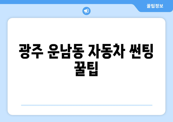 광주 광산구 운남동 자동차 썬팅 잘하는 곳 추천 | 꼼꼼 시공, 합리적인 가격, 고객 만족도 높은 업체