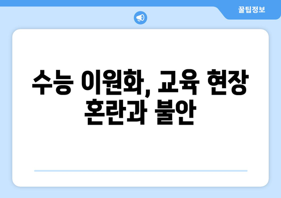 [성명서] 국가교육위원회 수능 이원화 및 고교 내신 외부 기관 출제| 교육 현장의 목소리 | 수능 개혁, 교육 불평등, 사교육 심화